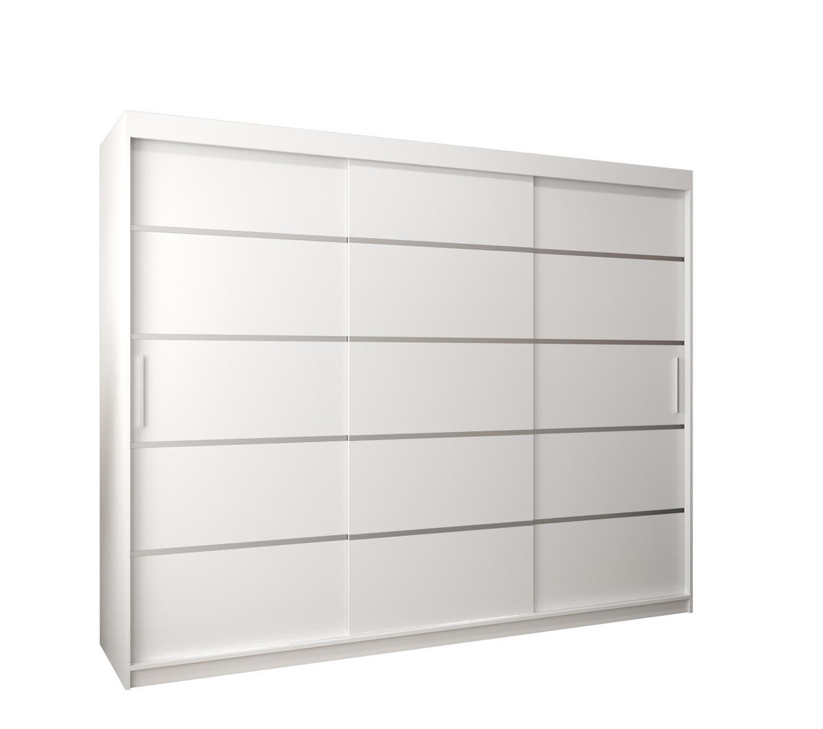SCHWEBETÜRENSCHRANK 200/250/62 3-türig - Silberfarben/Weiß, Holz/Kunststoff (250/200/62cm) - MÖBEL KRYSPOL
