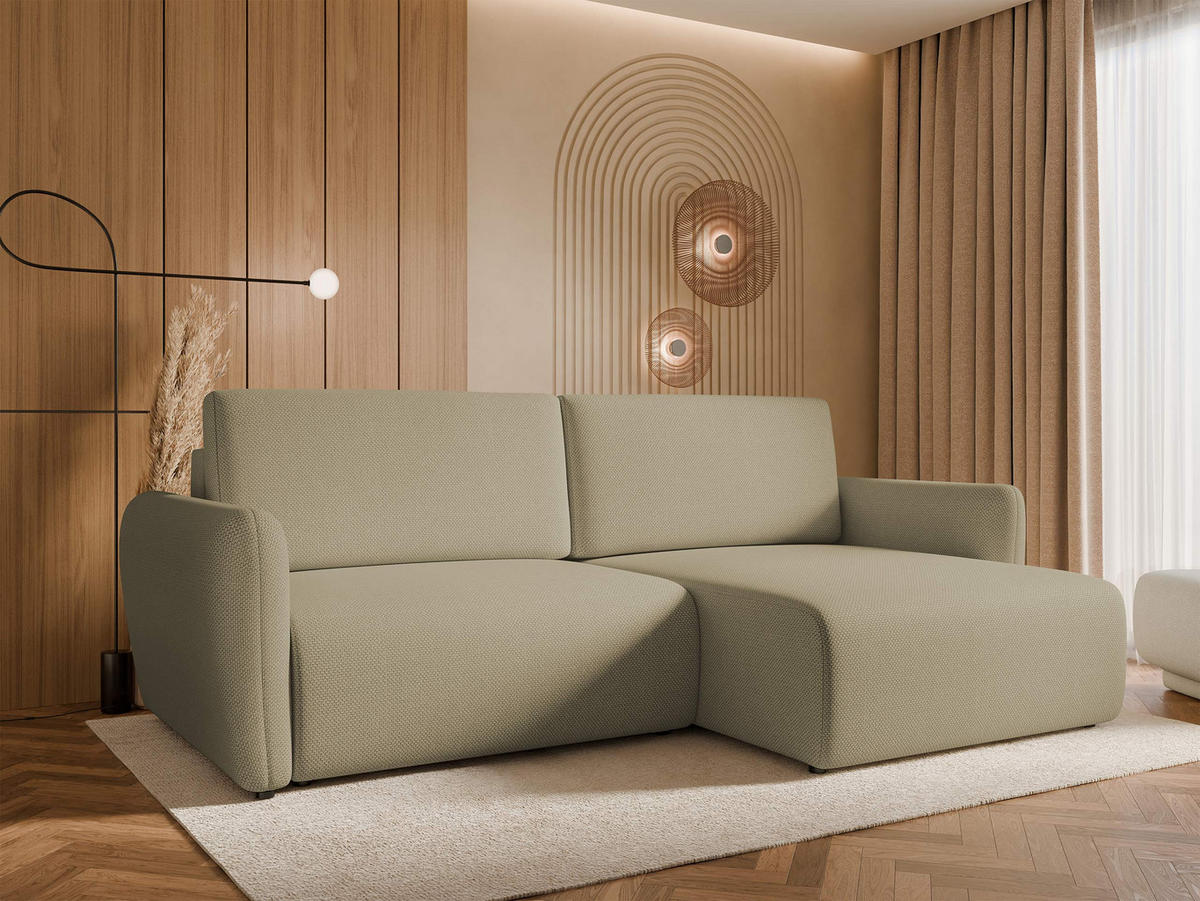 ECKSOFA Goya Slim - Beige/Schwarz, Holz/Kunststoff (234/140cm) - MIRJAN24