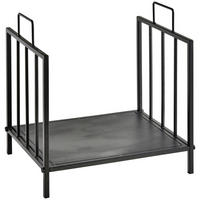 KAMINHOLZREGAL für innen 44,5 x 33 x 46,5cm Brennholzregal mit Griffe Metall - Schwarz, Metall (33/46.5/44.5cm) - Outsunny