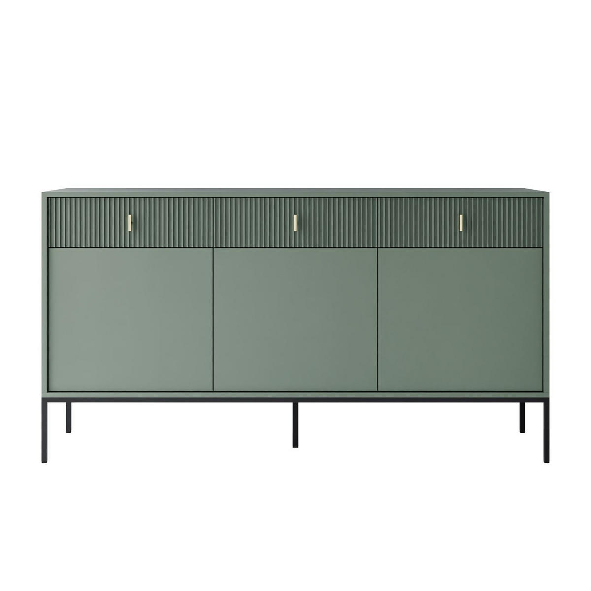 Kommode MIDNIGHT 3D3S mit drei Schubladen auf Gestell grün - Schwarz/Grün, Holzwerkstoff (154.5/82.5/39cm) - Lookway