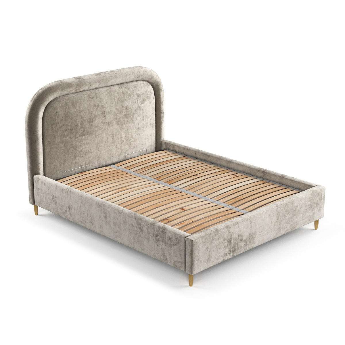 POLSTERBETT Mija Beige 120/200 cm im Chenille-Stoff - Beige/Naturfarben, Holz/Holzwerkstoff (120/200cm) - Maison de Reve