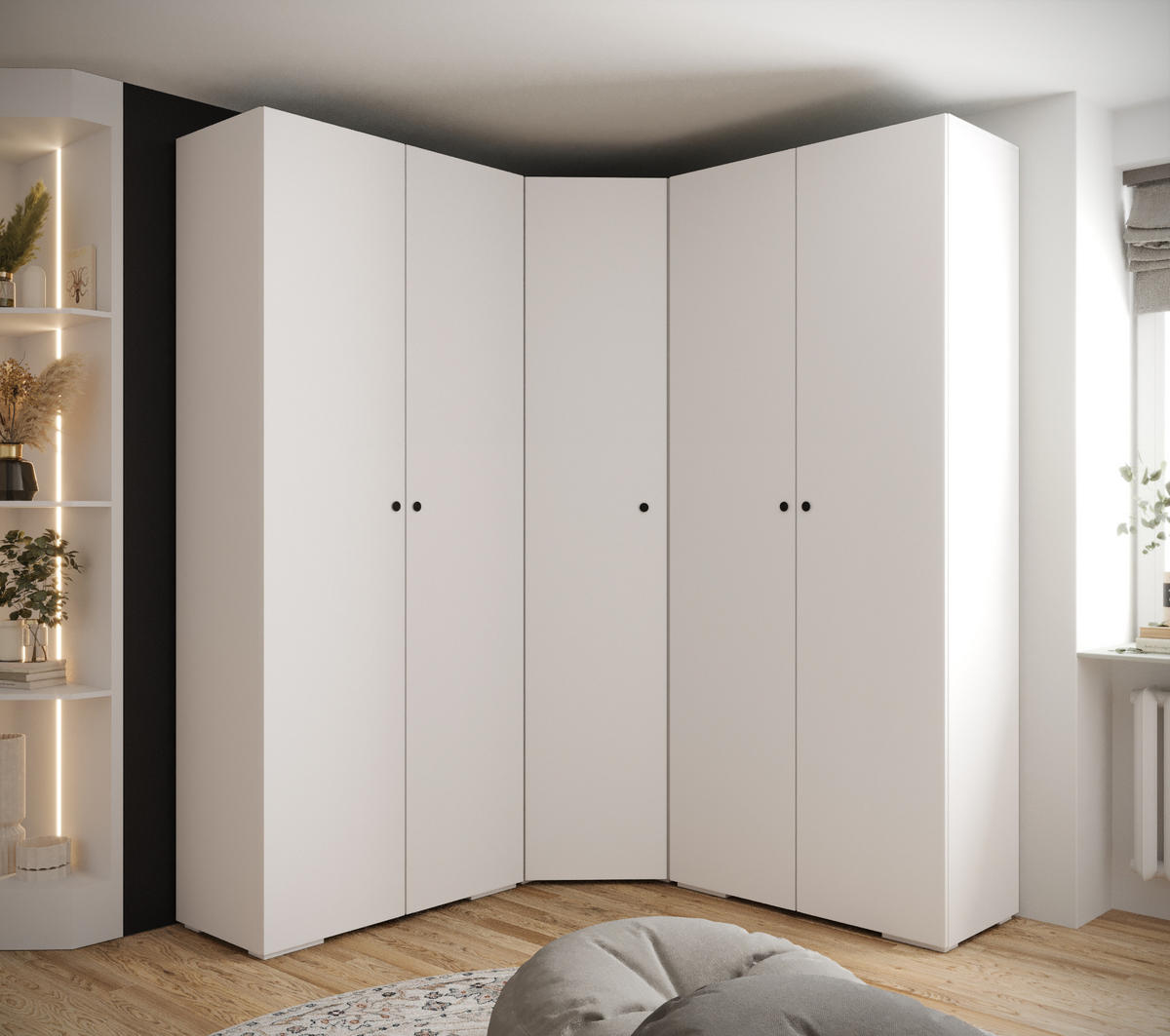 GARDEROBEN-SET 236,7/181,7/47 - Schwarz/Weiß, Holz/Kunststoff (181.7/236.7/47cm) - Abiks Möbel