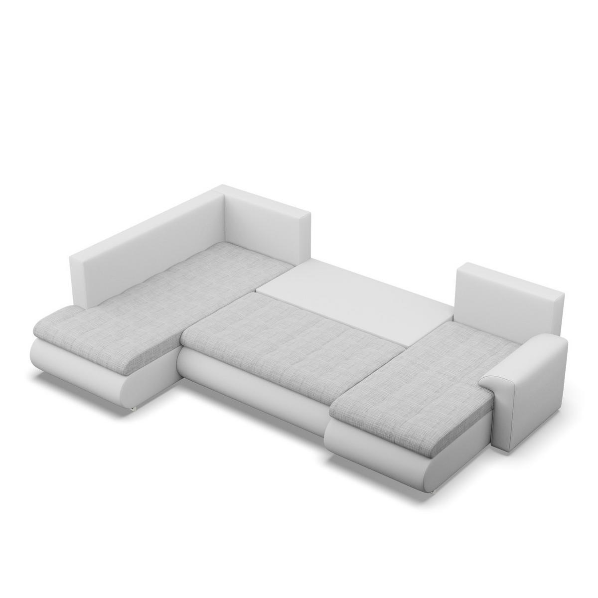 U-SOFA MIT SCHLAFFUNKTION FORESTA, Grau + Grau - Hellgrau/Grau, Textil (300/89/200cm)