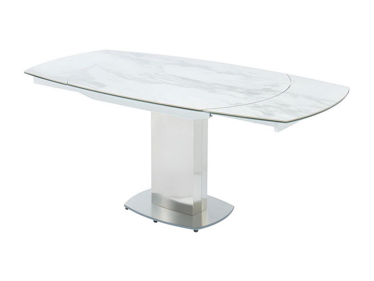 SET aus ausziehbarem Tisch und Stuhl - -Sitzer - Marmor, Glas, Keramik - Weiß - - Weiß, Stein (180/75/90cm) - Vente-Unique