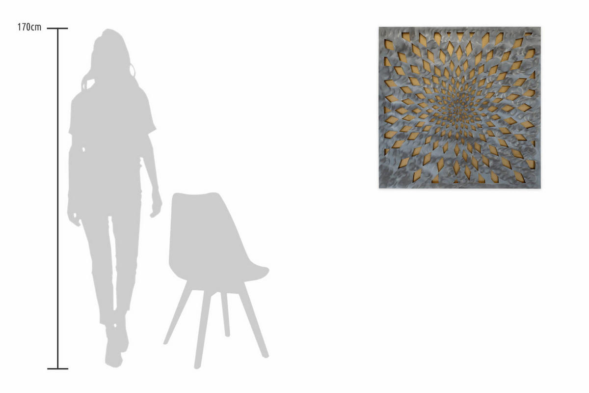 METALLBILD Gold 80/80 cm - Silberfarben/Goldfarben, Metall (3/80cm) - KUNSTLOFT