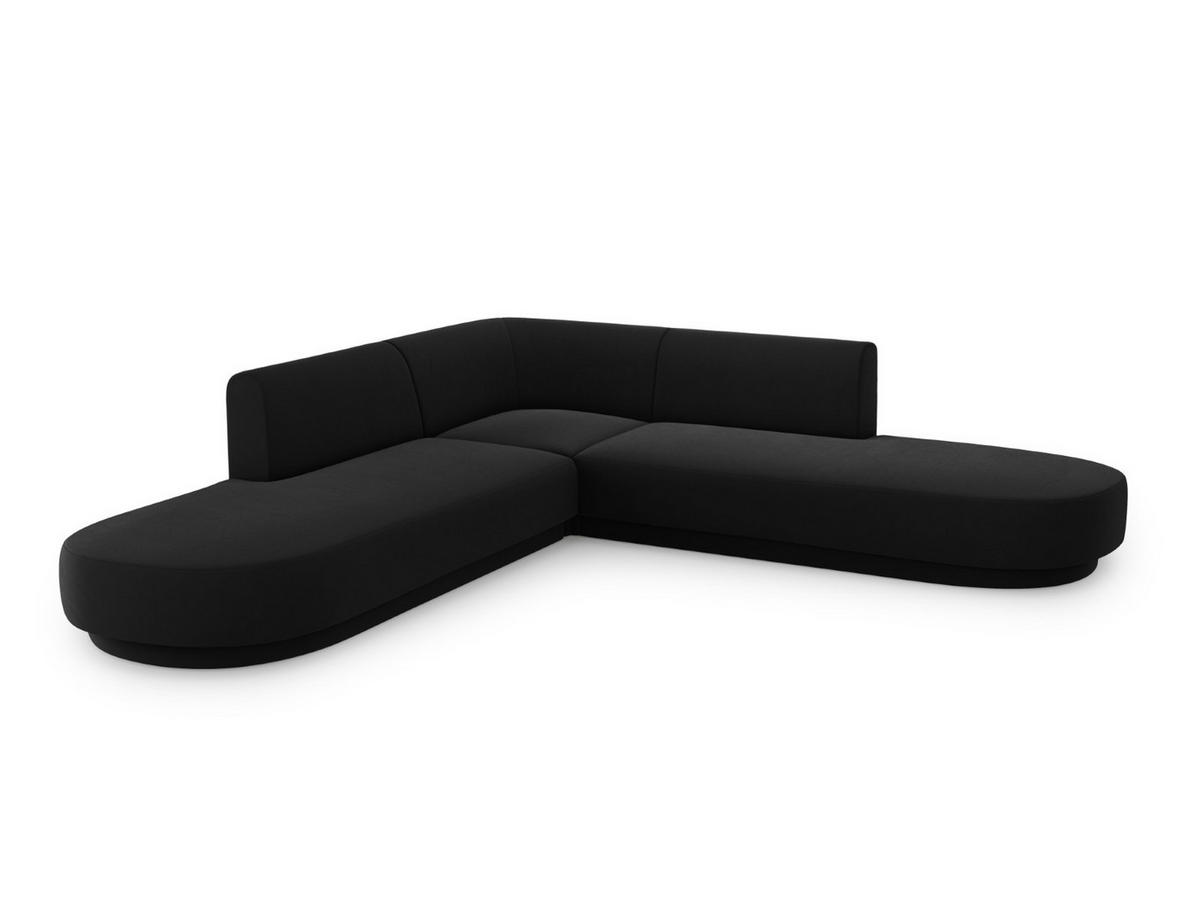 WENDBARES-ECKSOFA Miley aus Samt schwarz 5 Sitzplätze - Schwarz, Textil (248/248cm) - Micadoni
