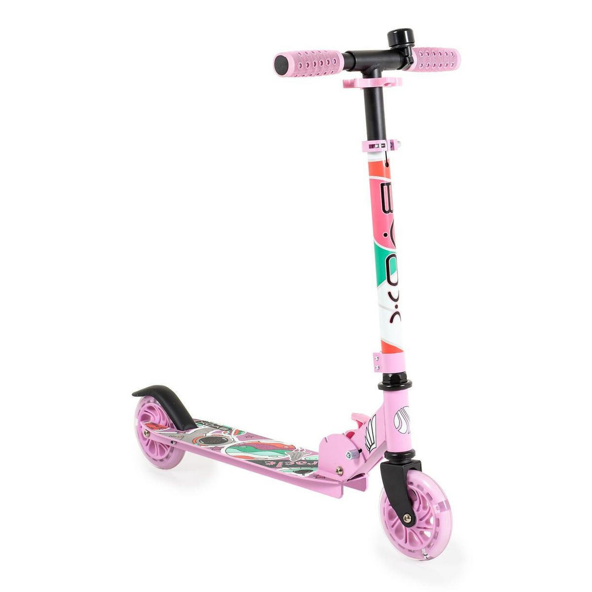 KINDERROLLER Miracle rpsa LED-PU-Räder ABEC-7 Klingel Höhe einstellbar - Rosa, Metall (45/10/78cm)
