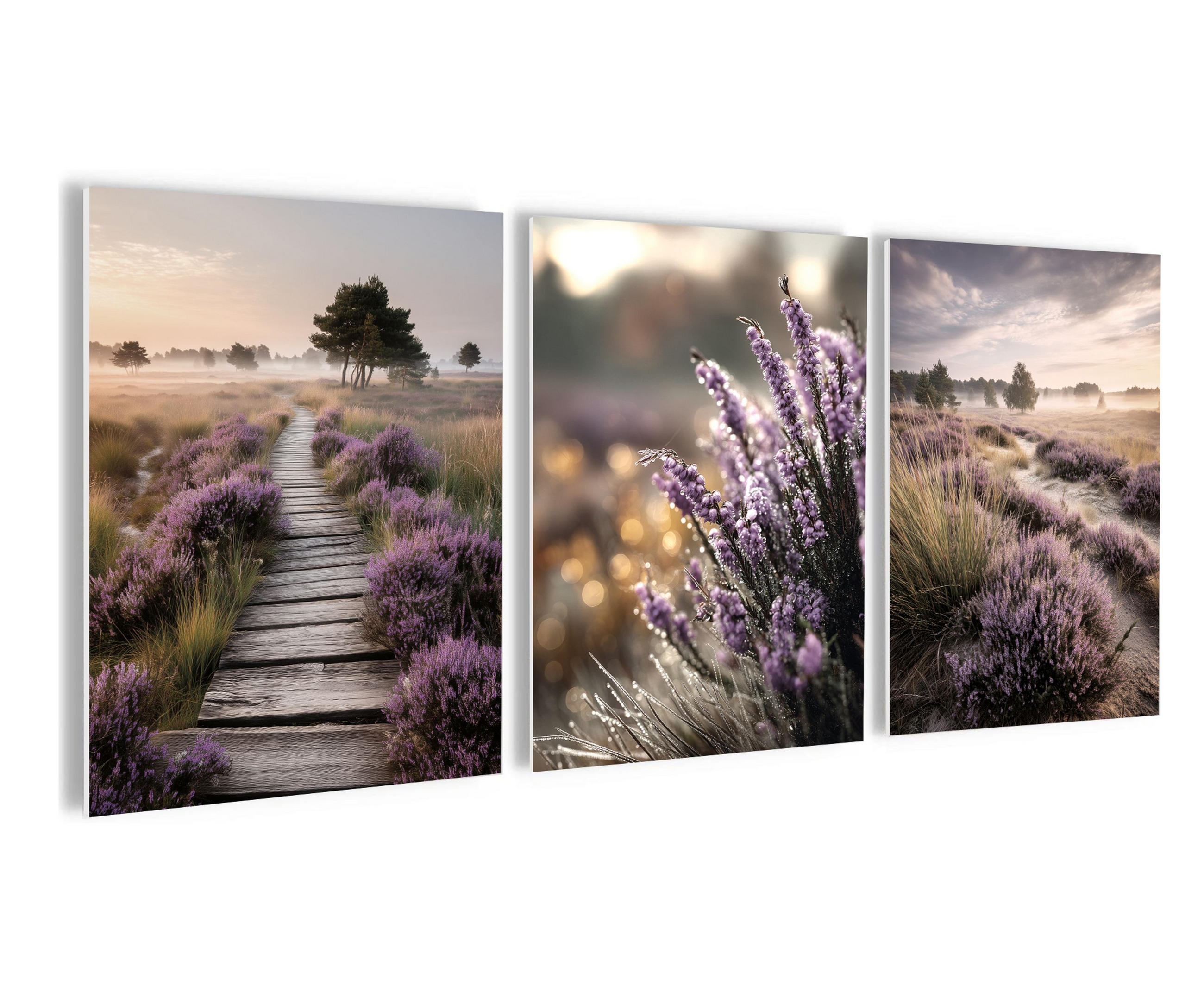 BILDERSET 3er-Set 30x40 cm Landschaft lila beige - Beige, Kunststoff (30/40cm) - artissimo