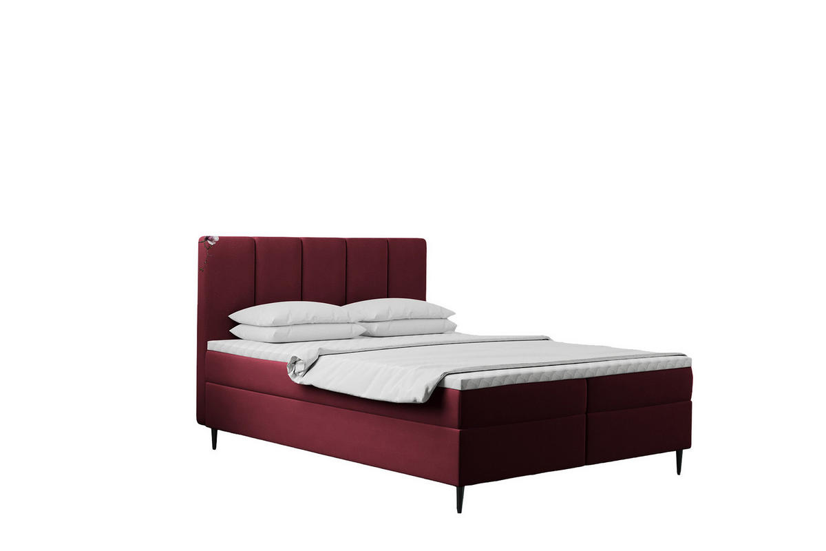 BOXBETT Mit Bettkasten Matratze ADEL Stoff Monolith Rot 120x200 cm H2-Pocket - Rot, Holz/Textil (120/200cm) - Kaiser Möbel