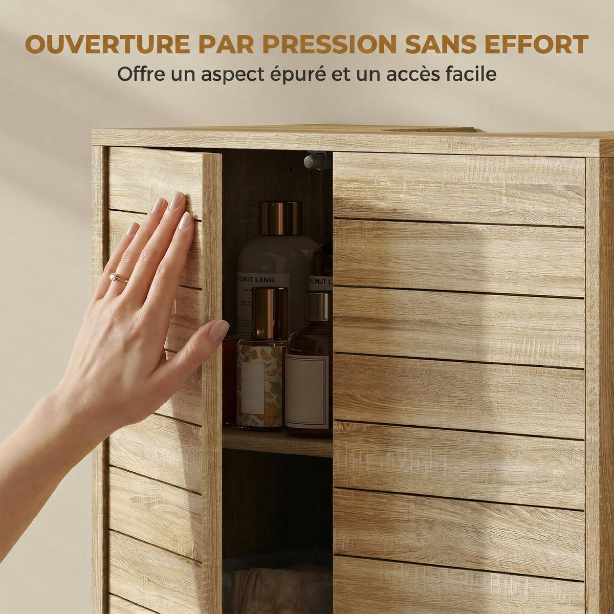 WASCHBECKENUNTERSCHRANK DE-15957 Push-to-Open Naturholz - Naturfarben, Holzwerkstoff (60/60/30cm) - ComfortXL