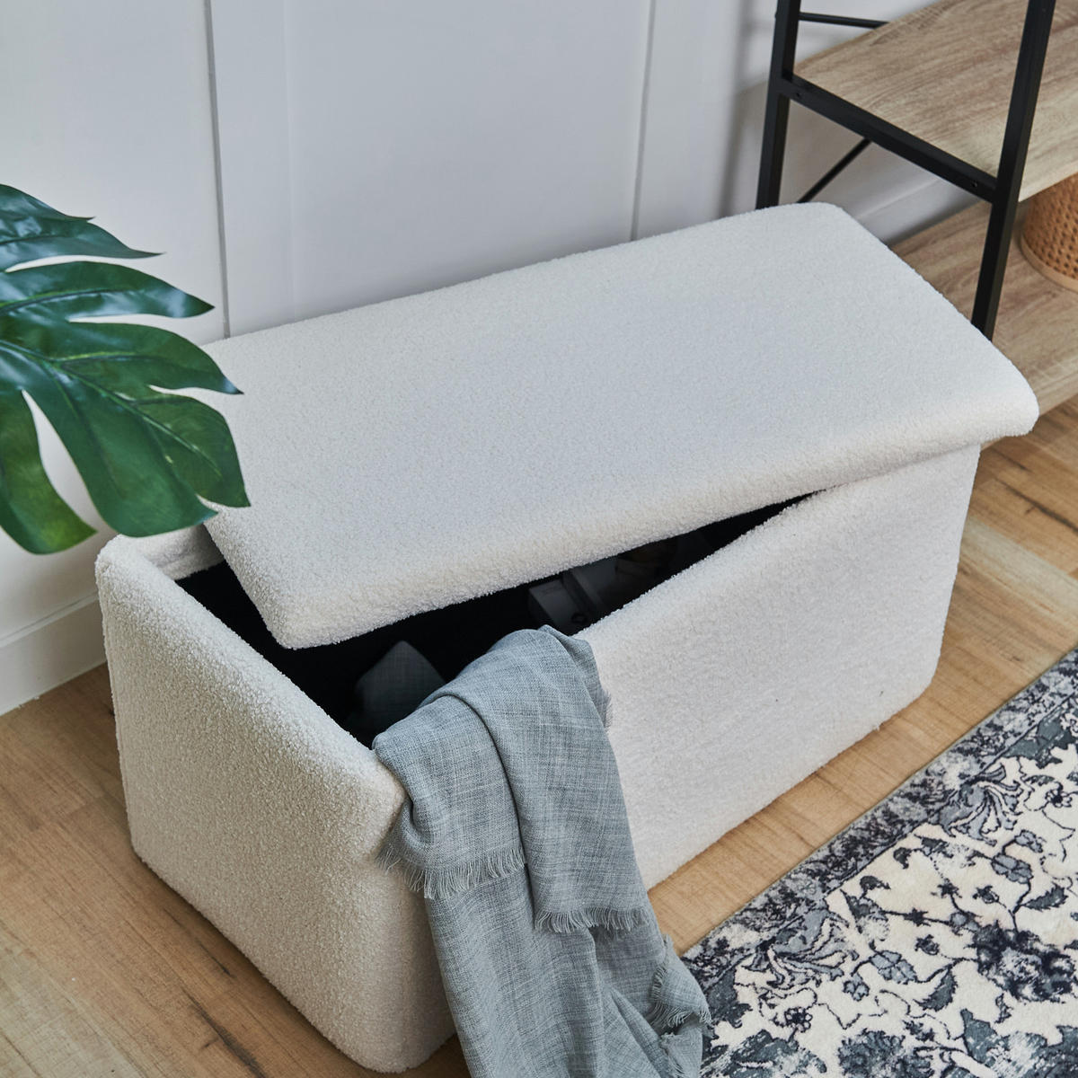 SITZBANK LEAF mit Stauraum Weiß - Weiß, Textil (80/44/40cm) - SVITA