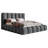 POLSTERBETT 160x200 cm Madeno mit Bettkasten, Samtstoff, Dunkelgrau - Dunkelgrau, Holz/Textil (160/200cm) - Emporius