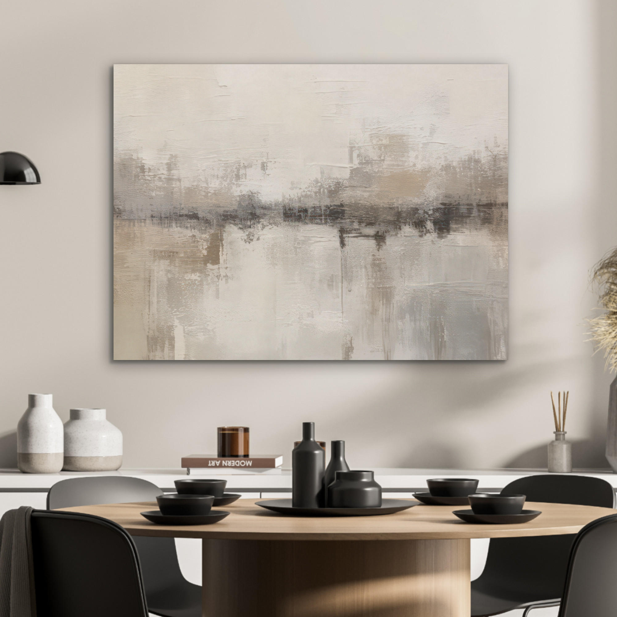 AKUSTIKPANEEL Moderne Kunst - Abstrakt - Beige 80x60 cm - Beige, Textil (80/0.9/60cm) - MuchoWow