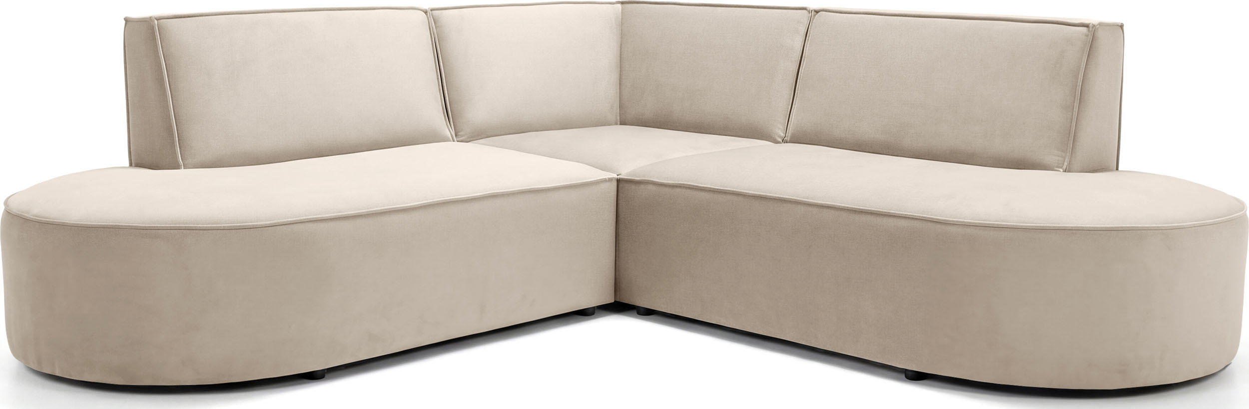 ECKSOFA Nora L-Form 3-Sitzer Universell, Samt, Beige 223/73/223 cm - Beige/Schwarz, Kunststoff/Textil (223/223cm) - WFL GROUP