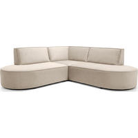 ECKSOFA Nora L-Form 3-Sitzer Universell, Samt, Beige 223/73/223 cm - Beige/Schwarz, Kunststoff/Textil (223/223cm) - WFL GROUP
