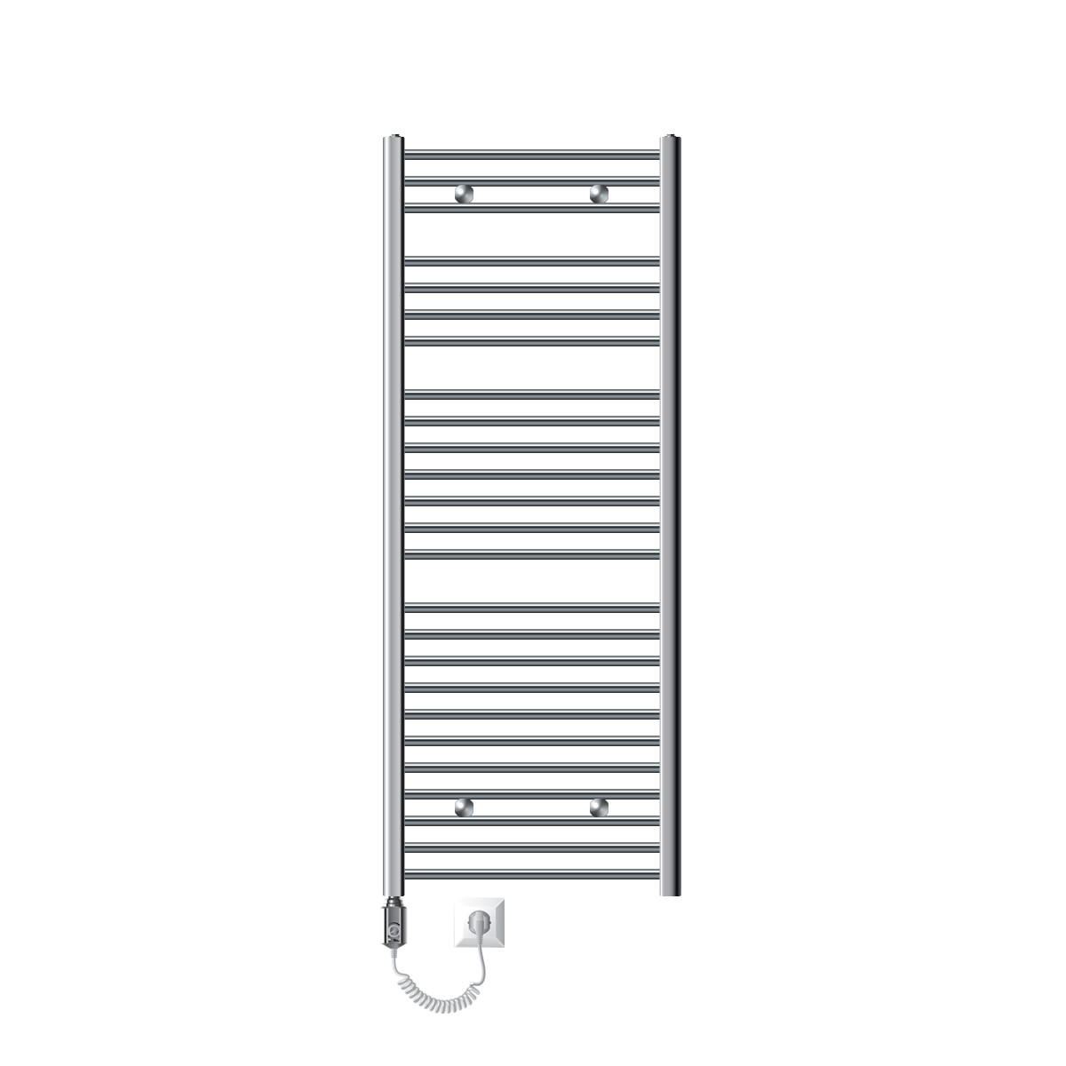 BADHEIZKÖRPER elektrisch Sahara 600x1500 mm Chrome gerade mit Heizstab 1200W - Chromfarben, Metall (3/150/60cm) - LuxeBath