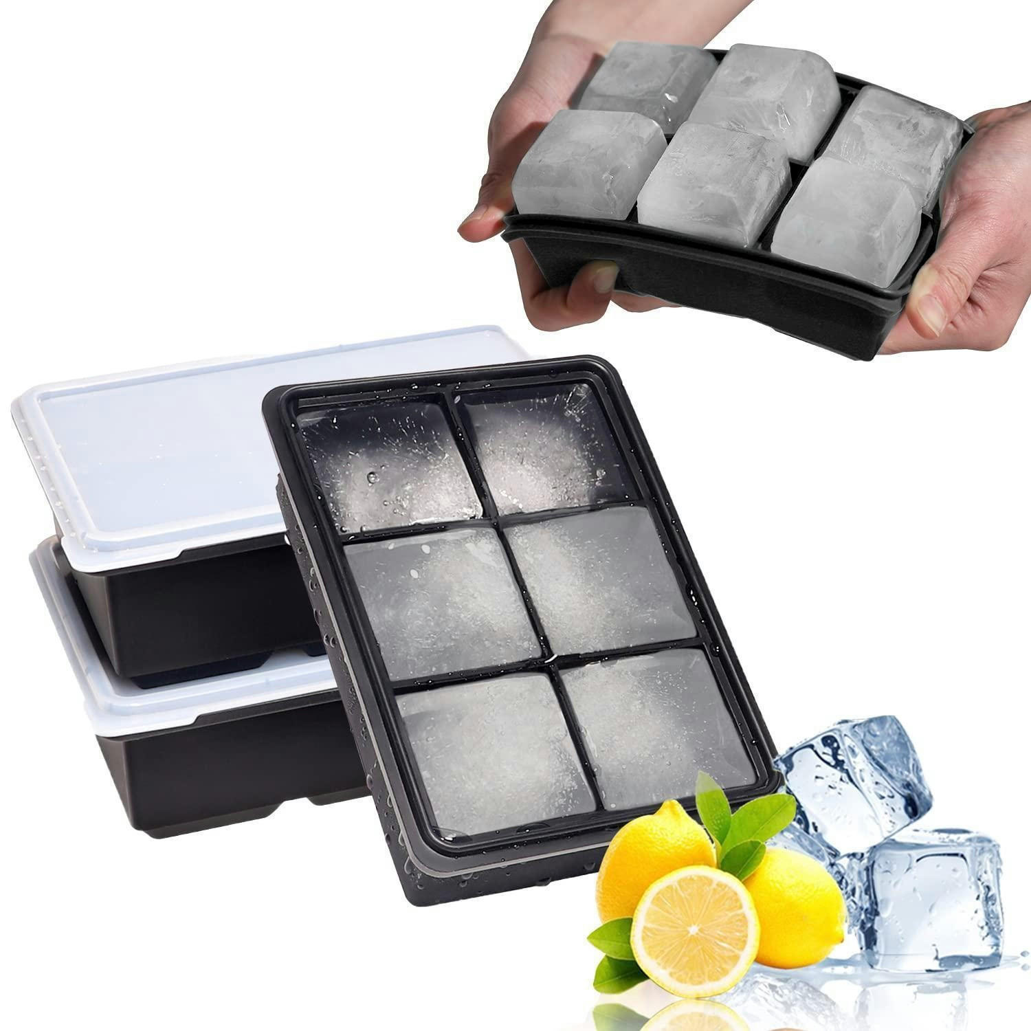 EISWÜRFELFORM 3-teiliges Set Silikon Schwarz 18-Fach - Schwarz, Kunststoff (12/5.8/17cm)