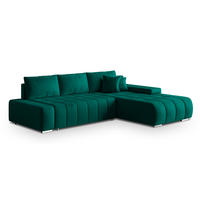 ECKSOFA ALESE R-S Grün Velours-Stoff mit Schlaffunktion - Grün, Holz (265/185cm) - MASSENO