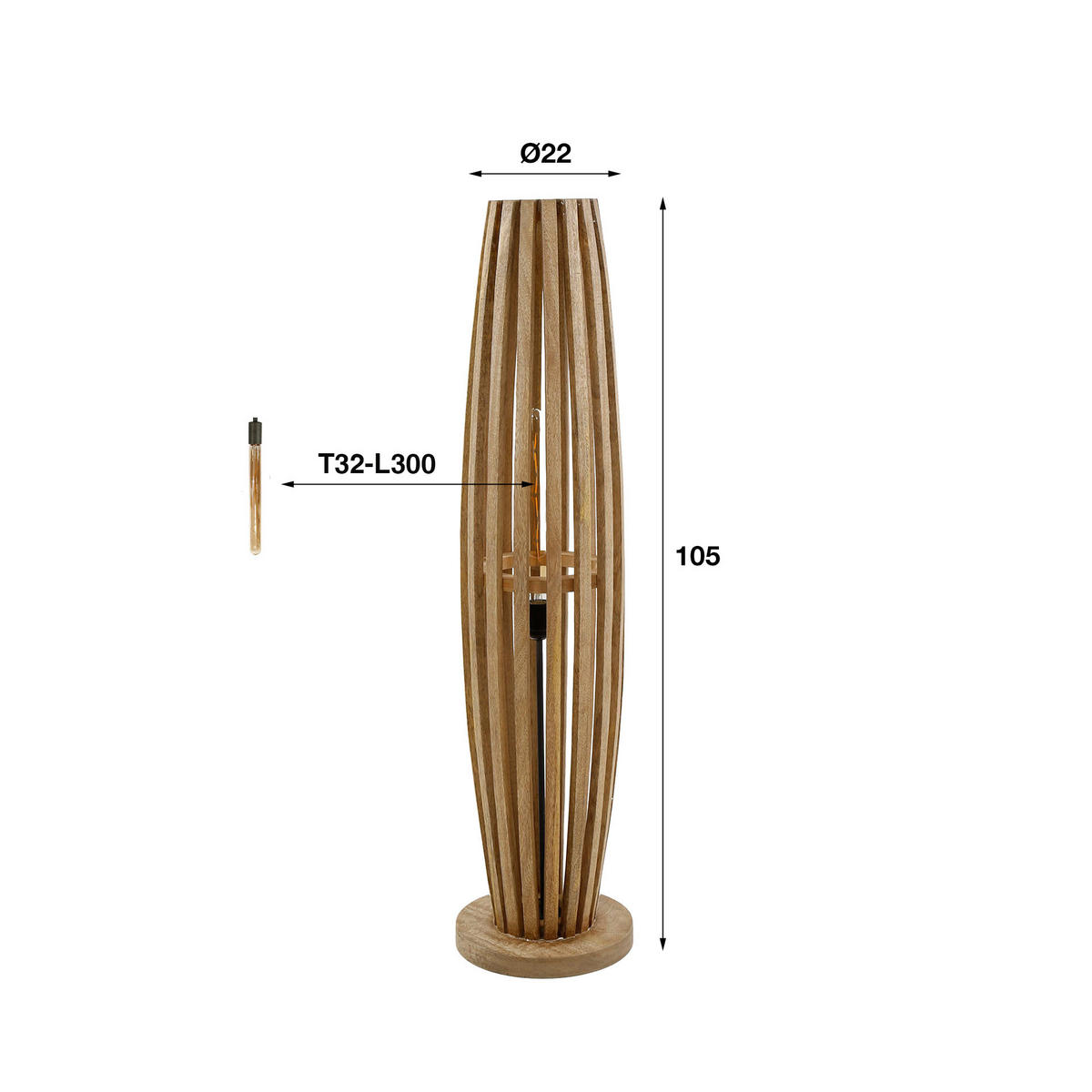 STEHLEUCHTE Orbit Braun 22/105/ 22 cm - Braun, Holz (22/105/22cm) - Hoyz Collection