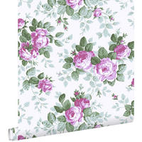 TAPETE Rosen 53 cm x 10.05 m - Lila, Papier (53/1000cm) - ESTAhome