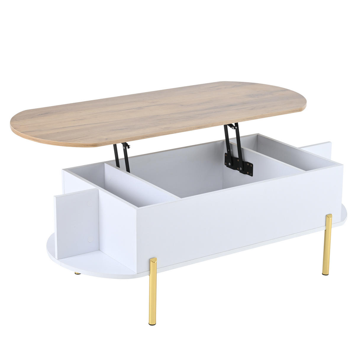 COUCHTISCH mit höhenverstellbarer Platte 120 x 50 cm Weiß - Weiß, Holz (120/50/43cm) - Meubliv