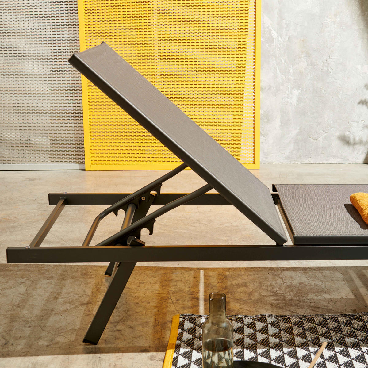 SONNENLIEGE 2-tlg., Grau - Grau, Metall (195/90/60cm) - Oviala