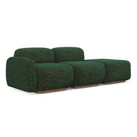 3-SITZER SOFA Rechts Strukturstoff Stoff Grün - Braun/Grün, Holz/Textil (258/73/95cm) - Makamii