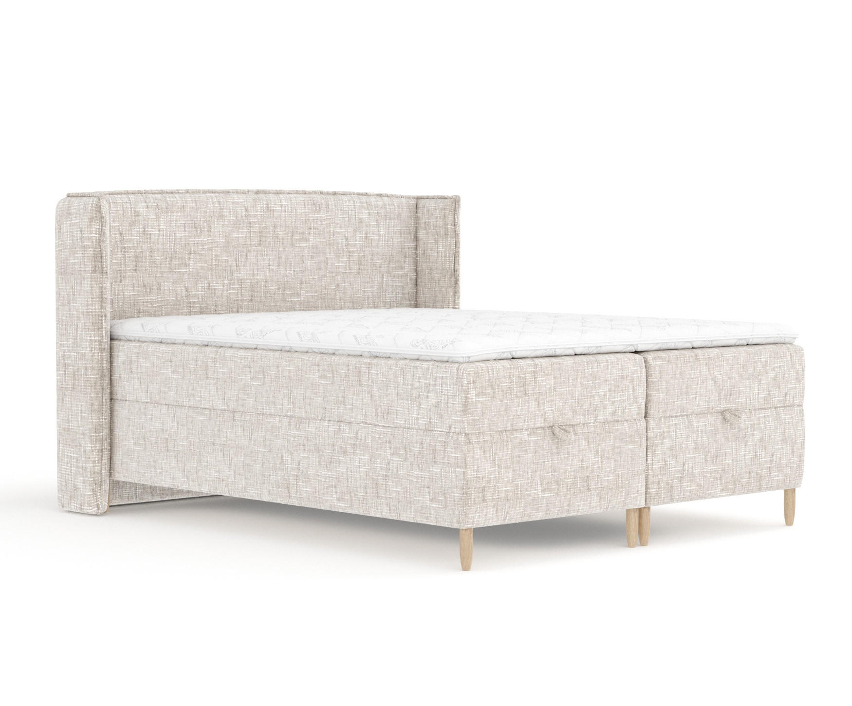 BOXBETT Monpelli Creme 140/200 cm im Webstoff - Creme/Naturfarben, Holz/Holzwerkstoff (140/200cm) - Maison de Reve