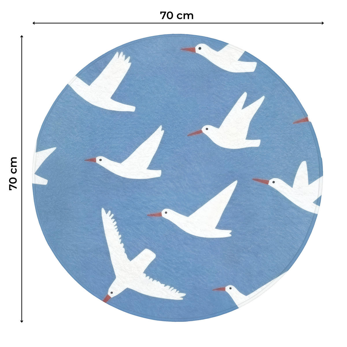 WC PŘEDLOŽKA Ptáci - bílá - vzor 70x70 cm - modrá, textil/plast (70/1cm) - OnlyWow
