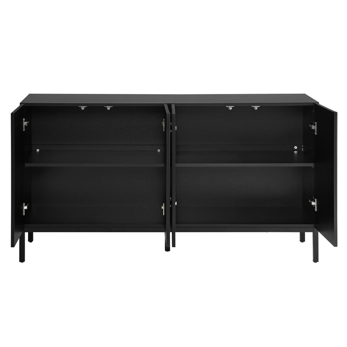 SIDEBOARD 145 cm Schwarz mit 4 Türen & verstellbaren Einlegeböden im modernen Stil - Schwarz, Holzwerkstoff (145/80/41.5cm) - Urban Meuble