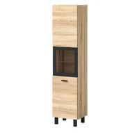 BADSCHRANK Eiche 30 cm, Kommode stehend oder hängend - Eichefarben/Schwarz, Glas/Holzwerkstoff (30/125/29cm) - Inn.Furn