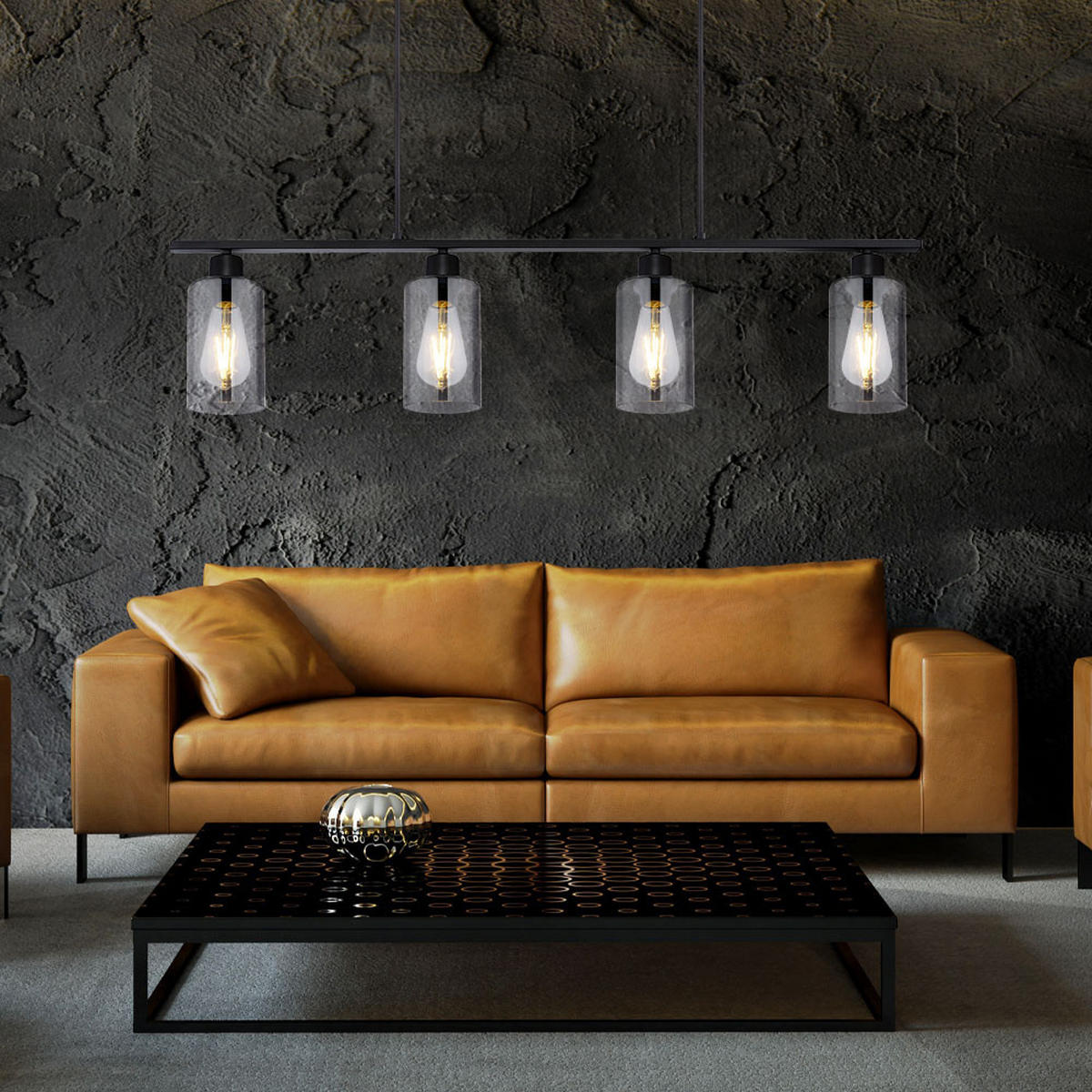 LED HÄNGELEUCHTE Balken Schwarz Matt - Schwarz, Glas (98/10/120cm) - Globo Lighting