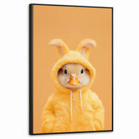 LEINWAND Bilder mit Rahmen - Osterhase - Kostüm - Ente - 60x90 - Gelb, Textil (60/90cm) - MuchoWow