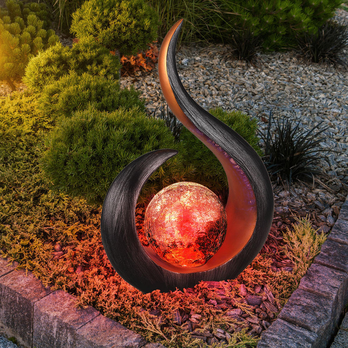 LED AUSSENLEUCHTE Solarlampe Schwarz matt 2er Set - Schwarz, Glas (22.5/10/33.5cm) - Globo Lighting