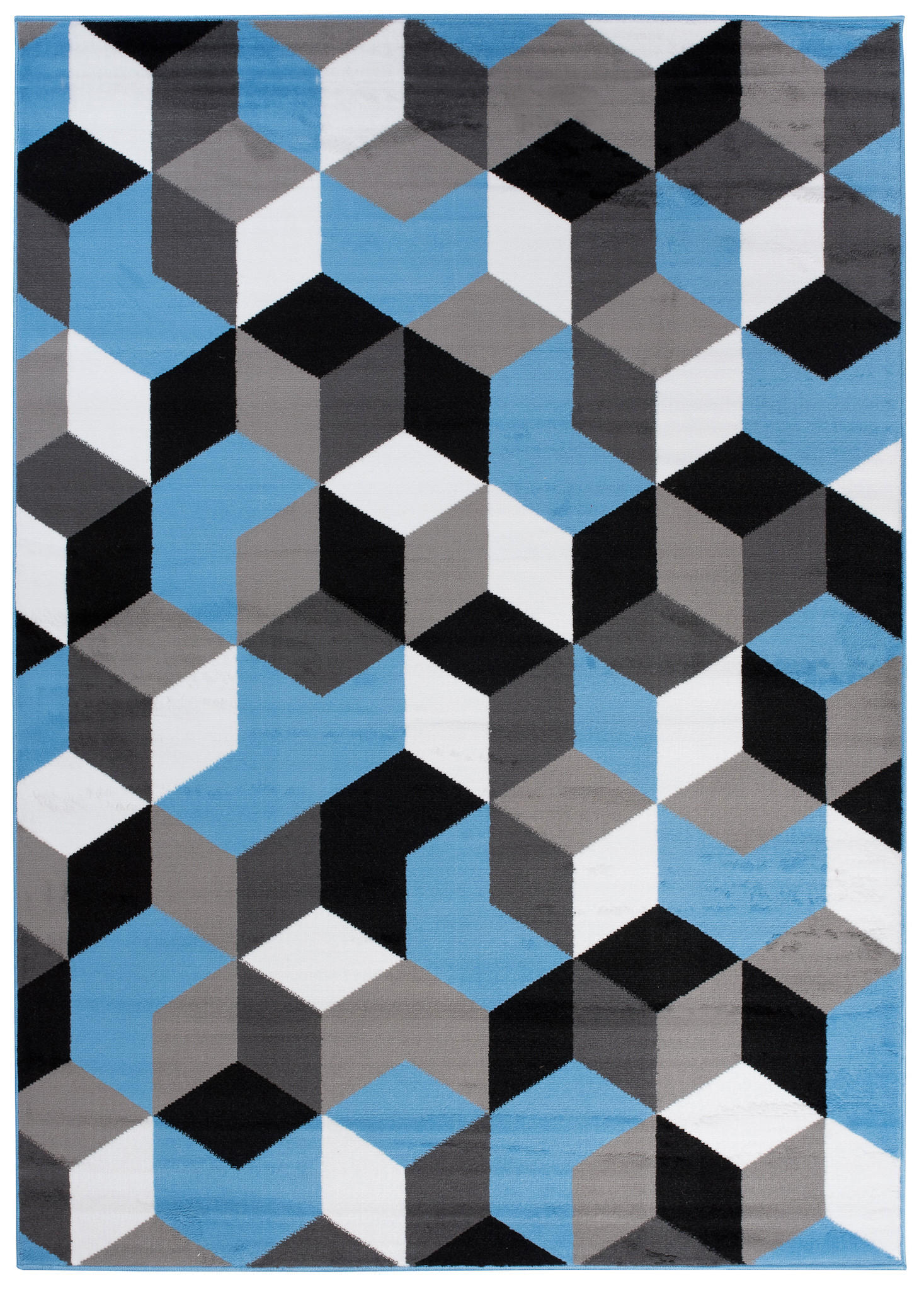 TEPPICH MAYA Blau Geometrisch Gitter Figuren 140/200 cm - Blau, Textil (140/200cm) - Tapiso