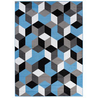 TEPPICH MAYA Blau Geometrisch Gitter Figuren 140/200 cm - Blau, Textil (140/200cm) - Tapiso