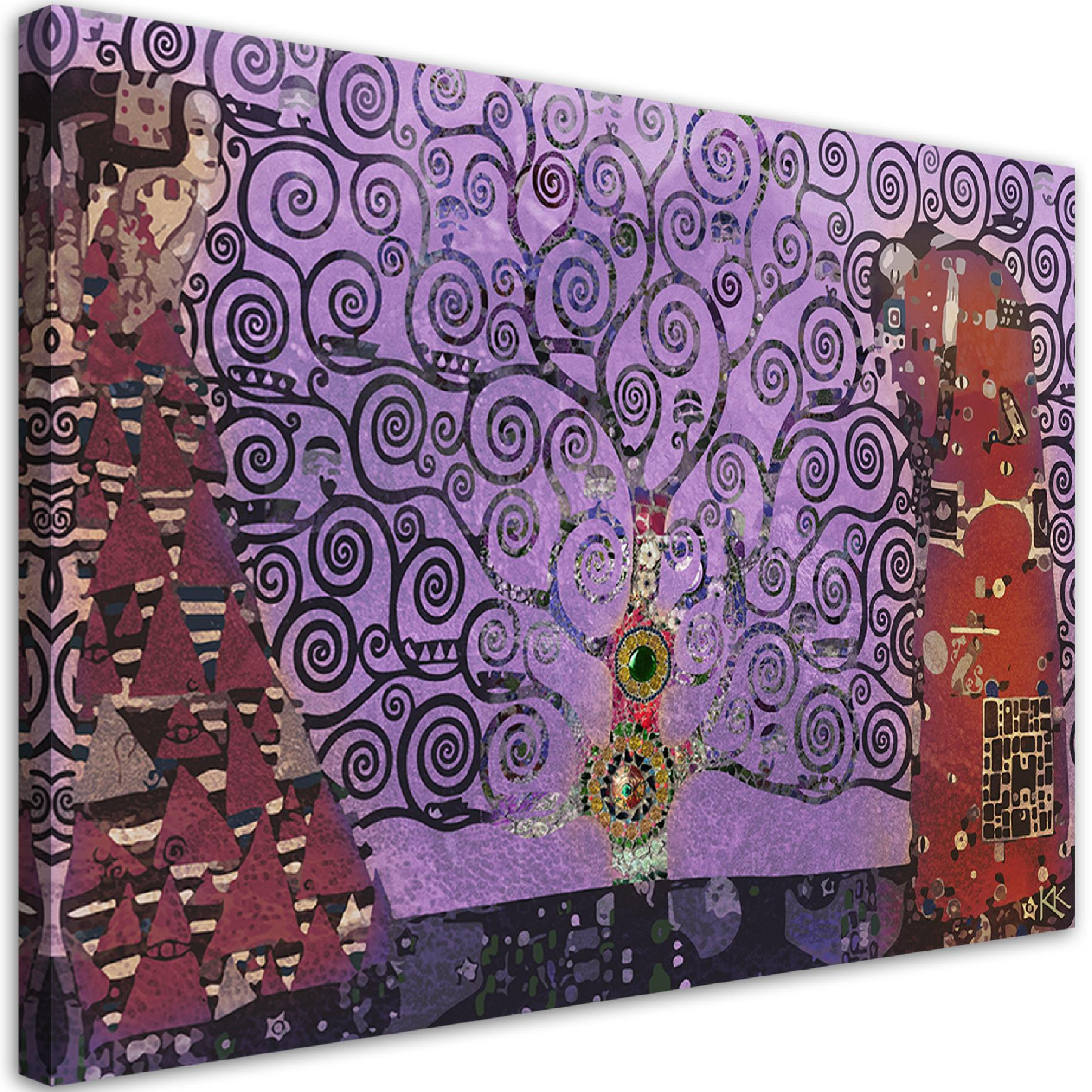 WANDBILD gustav klimt lila baum des lebens - Lila, Textil (60/40cm) - Feeby