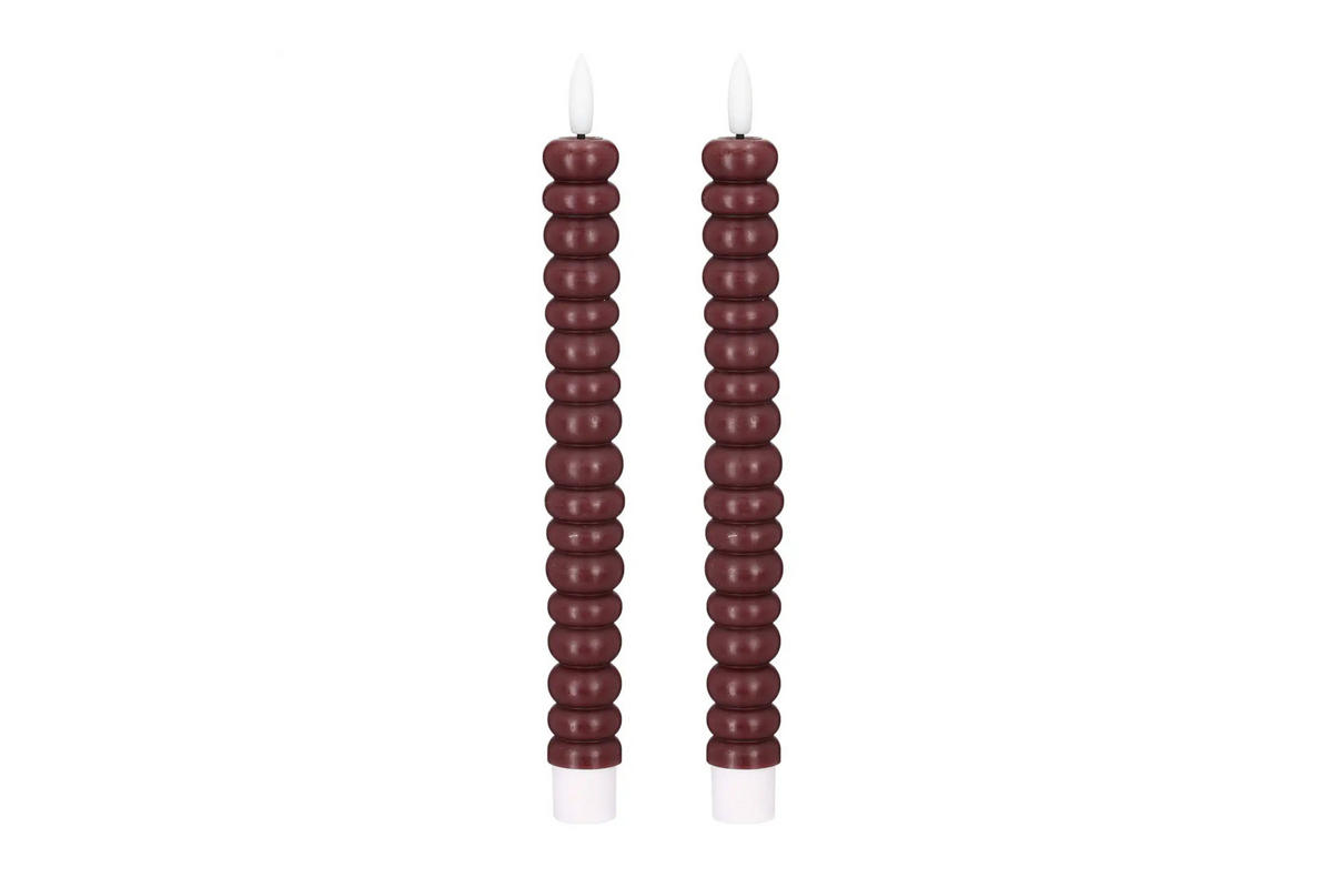 LED-KERZENSET Ø2,2x22 cm, Dunkelrot - Dunkelrot, Naturmaterialien (2.2/2.2/22cm) - dasmöbelwerk
