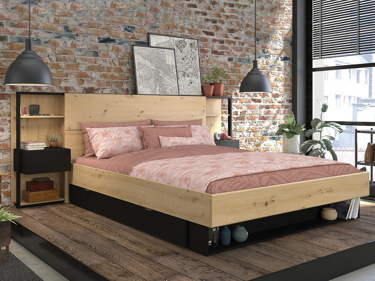 BETTKOPFTEIL - 2 Personen - holz - naturfarben hell Mista - Naturfarben, Holz (255.1/102.6/35.9cm) - Vente-Unique