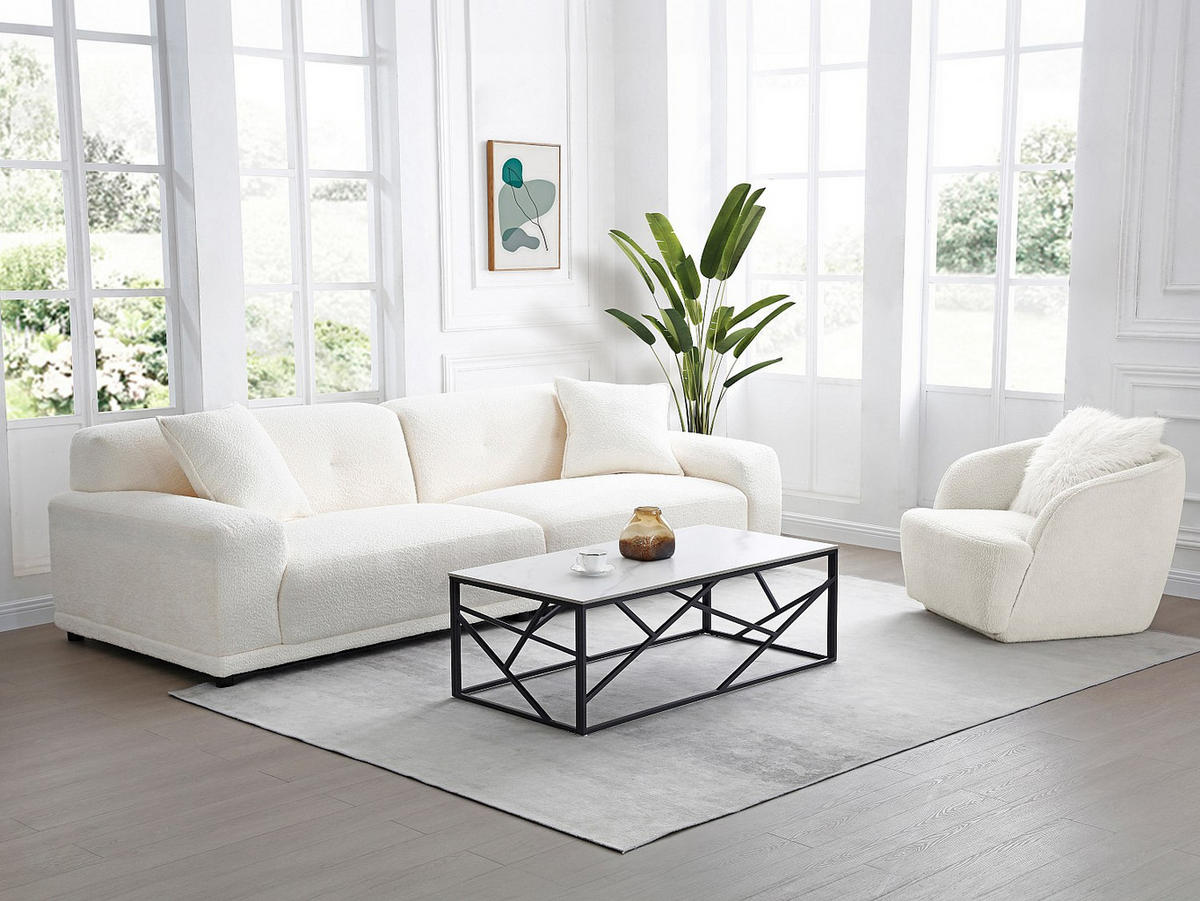 COUCHTTISCH nicht ausziehbar - 120 cmcm x 60 cmcm - Keramik - Schwarz, Weiß - MELRONE - Weiß, Keramik (60/120/40.5cm) - Vente-Unique