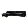 ECKSOFA Chesterfield Lexi Schwarz Samt, Ottomane links - Goldfarben/Schwarz, Holz/Textil (305/200cm) - S-Style Möbel