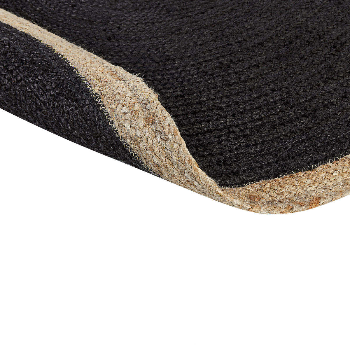TEPPICH geflochten Menemen 120/120 cm - Schwarz, Naturmaterialien (120/120cm) - Beliani