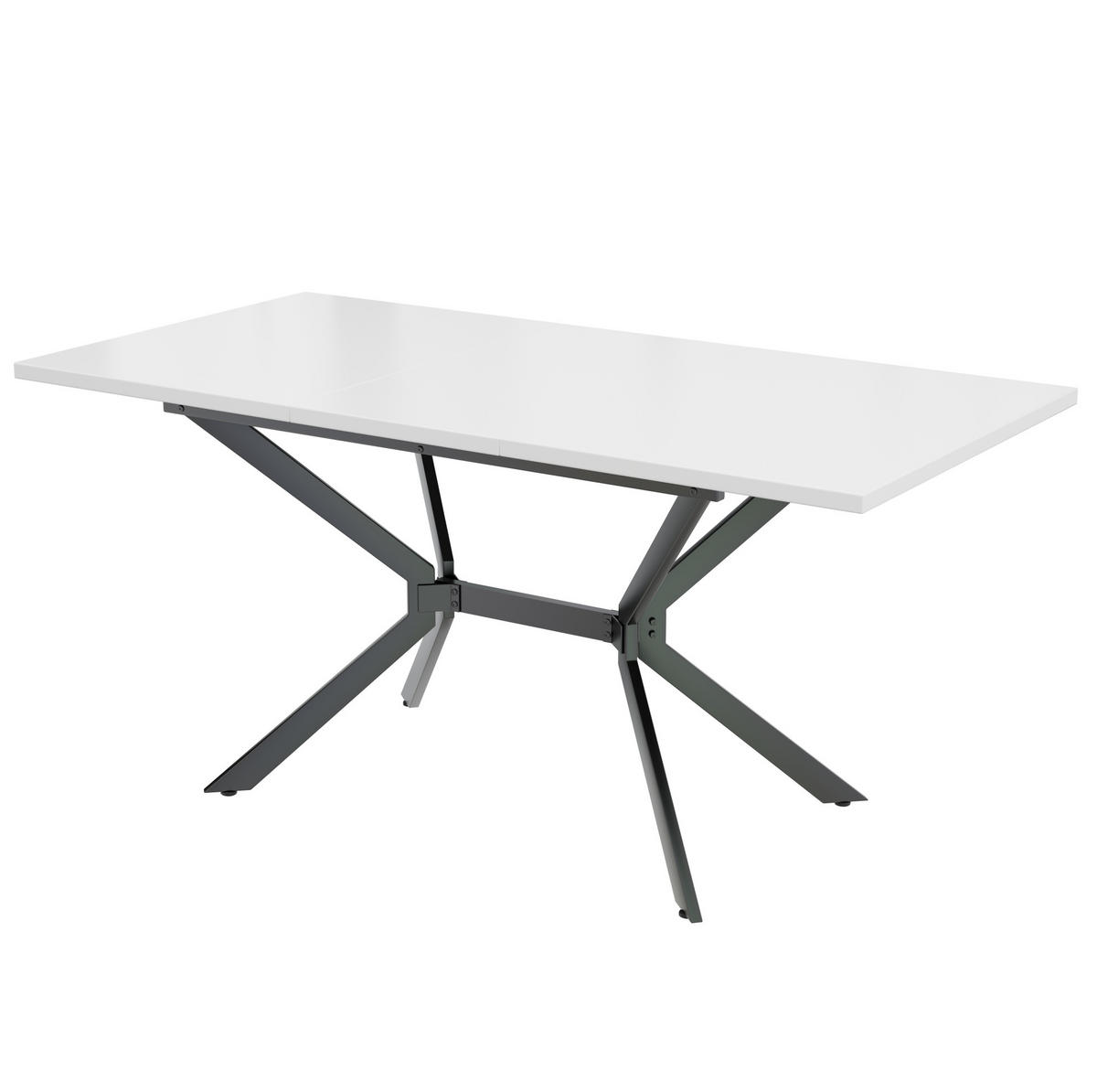 ESSTISCH 120/160/80 cm in Weiß aus MDF, ausziehbar mit schwarzen Metallbeinen - Weiß, Holzwerkstoff (160/75/80cm) - Flora Grace