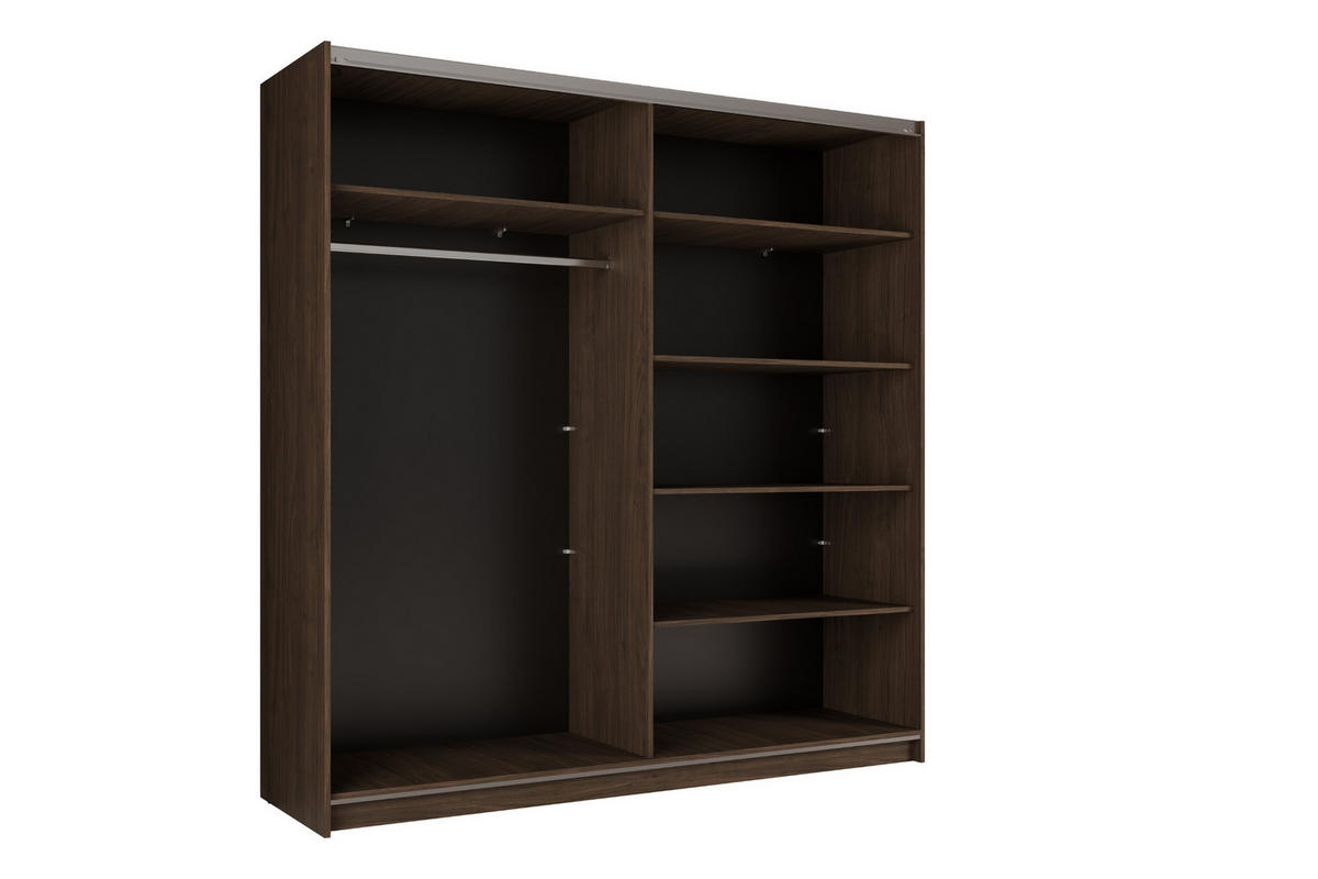 SCHWEBETÜRENSCHRANK ARLO I 200/207 cm in Nussbaum mit Spiegel - Nussbaumfarben, Holzwerkstoff (201/59/207cm) - Deine Möbel 24