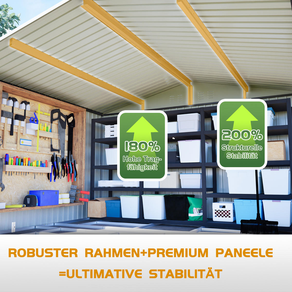 GERÄTESCHUPPEN SATTELDACH 300x252x191 cm Anthrazit - Grau, Metall (252/191/300cm) - ComfortXL