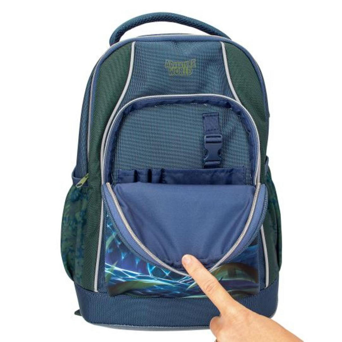 SCHULRUCKSACK SCHLANGE Adventure World blau-grün 19 x 30 x 40 cm - Blau/Grün, Textil (30/19cm) - Depesche Germany