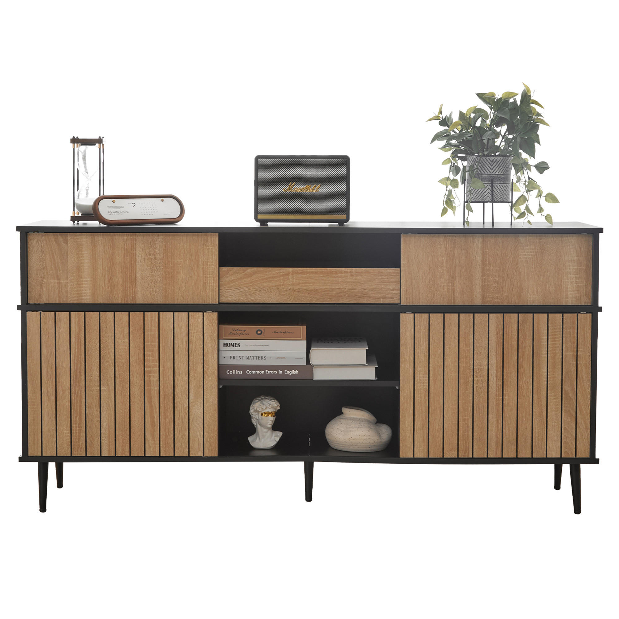 SIDEBOARD mit Schublade, Schiebetür, für Wohnraum - Kastanienfarben, Holz (160/80/40cm)