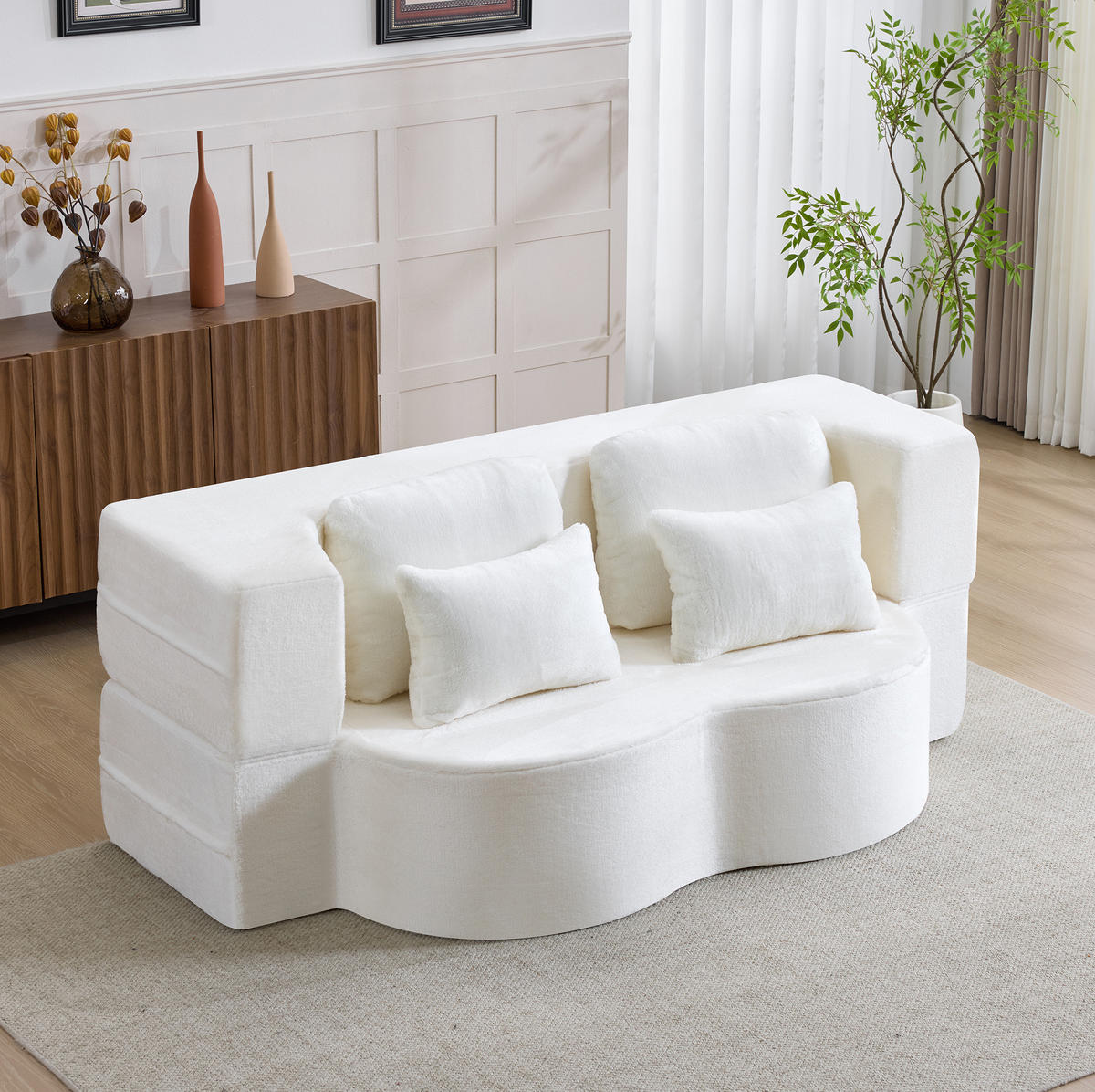 SCHLAFSOFA aus Schaumstoff und Federkern Weiß faltbar, modular und vielseitig nutzbar - Weiß, Kunststoff (198/76/60cm) - Modfu