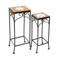 BLUMENHOCKER Merano Mosaik 2er Set 12012 Blumenständer 46 und 54cm Hocker Eckig - Schwarz, Metall (20/54/20cm) - DanDiBo