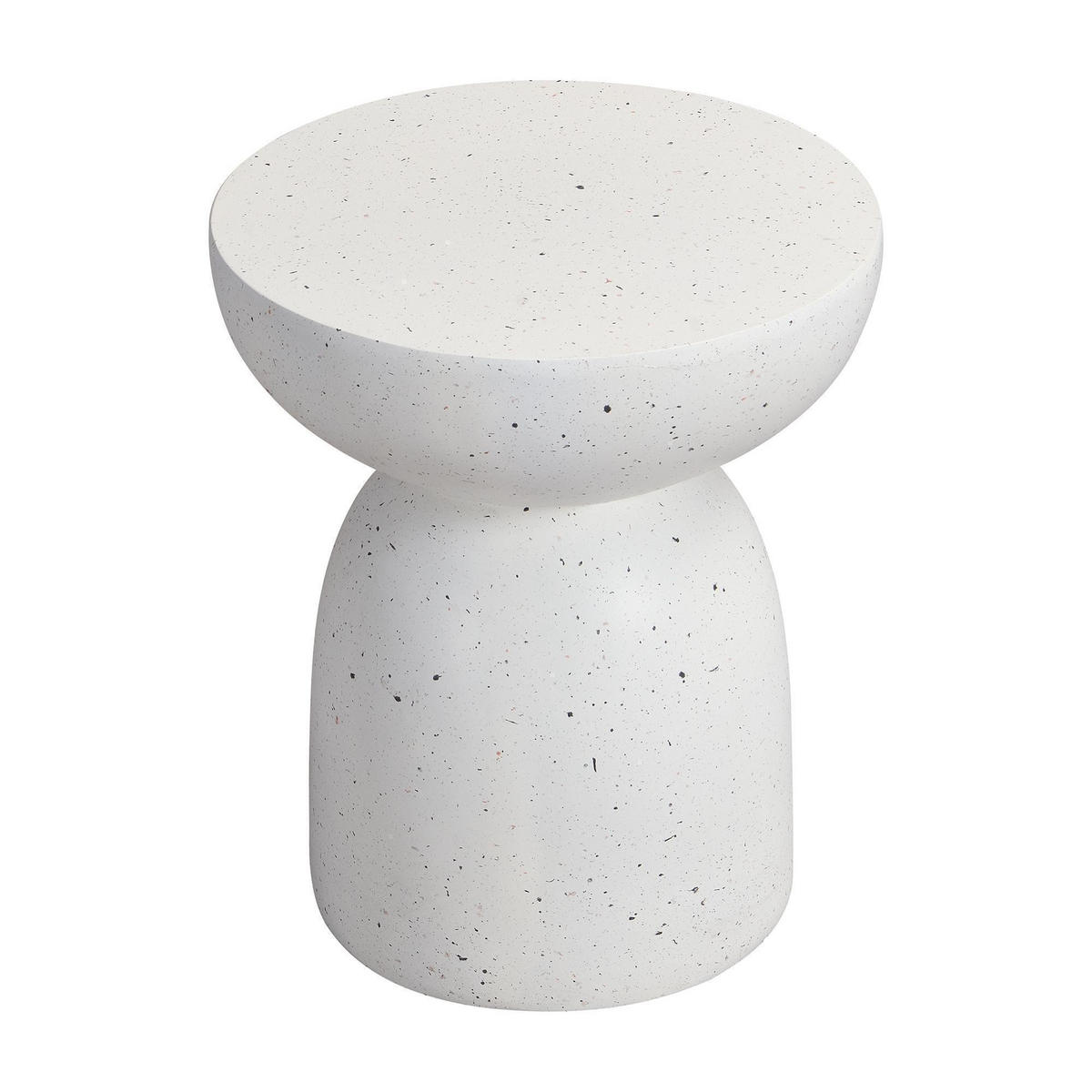 BEISTELLTISCH in Terrazzo Weiß,aus MgO - Weiß, Naturmaterialien (45/45/52.5cm) - KOMHTOM